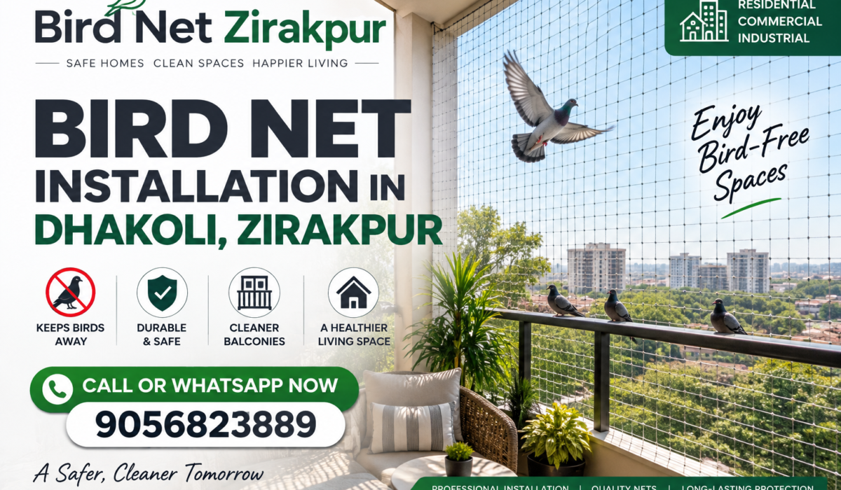 Bird net installation in Dhakoli Zirakpur for balconies and homes